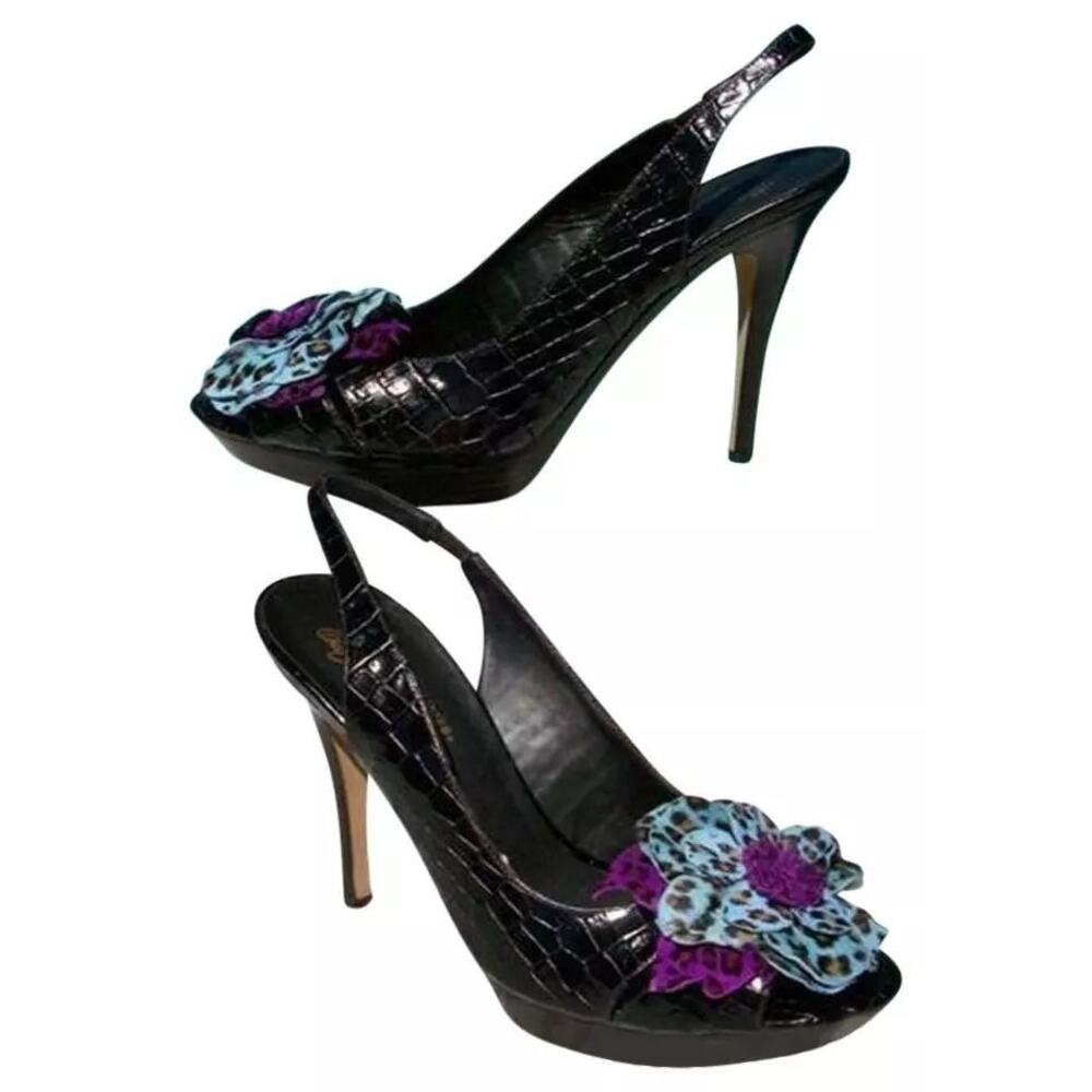 Donald Pliner Dark Brown Black Gator Hair Calf Leather Shoe Platform NWT $425